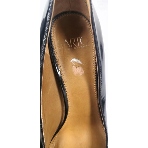 Franco Sarto Sarto Womens 6M Black Patent Block Heel Pumps Dress Shoes Classic - Picture 5 of 10